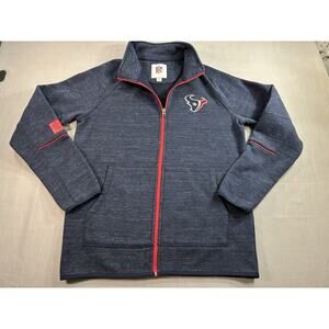 NFL Houston Texans Full Zip Jacket Mens Medium Navy Blue Red Trim Logo